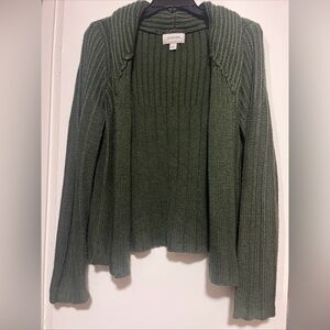 St. John's Bay Olive Ribbed Open Cardigan Sweater
